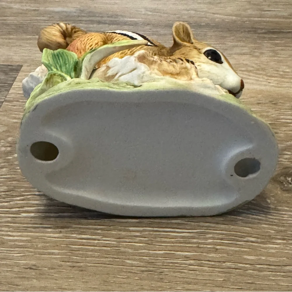 Vintage Homco Porcelain Figurine Chipmunk and Turtle on a Log #8882
